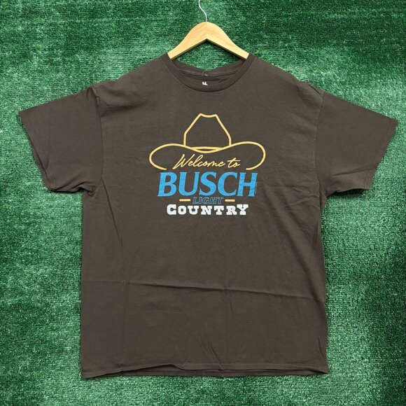 Busch Light “Welcome to Busch Country” brown T-Shirt Size Large - Picture 1 of 4